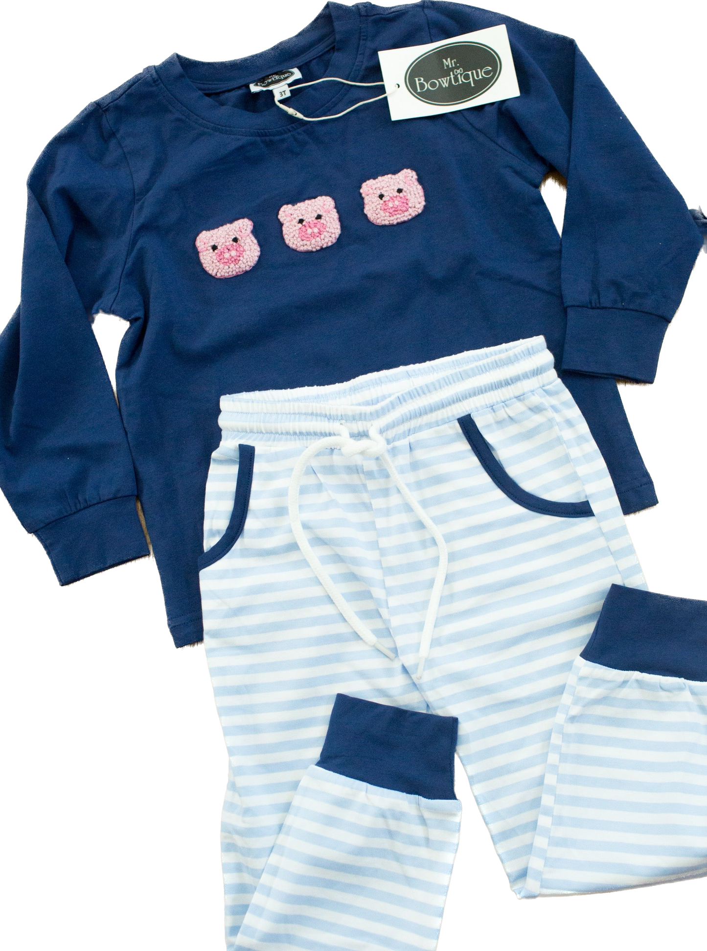 Boy French Knot Pig Jogger Set