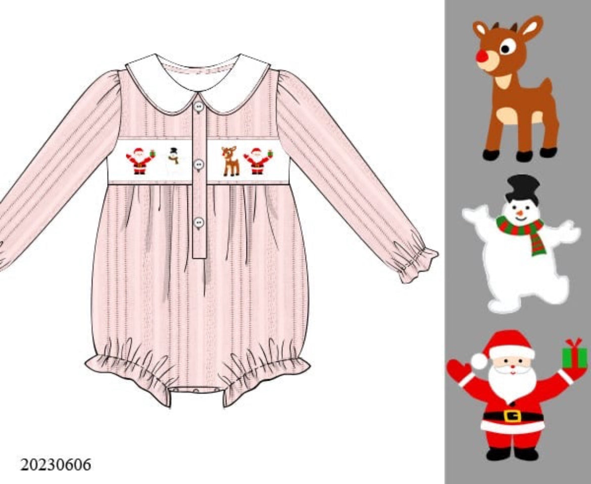 Girl Smocked Vintage Christmas Bubble
