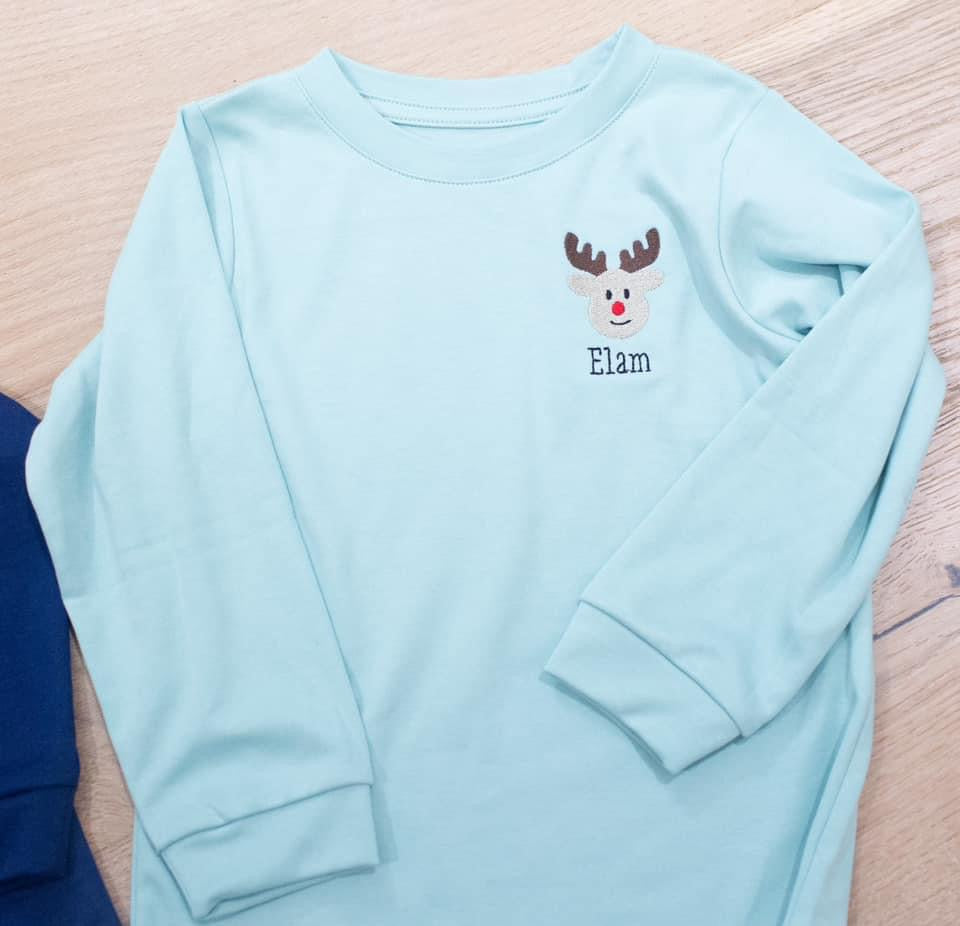 Embroidered Reindeer Pima Long Sleeve - No Name