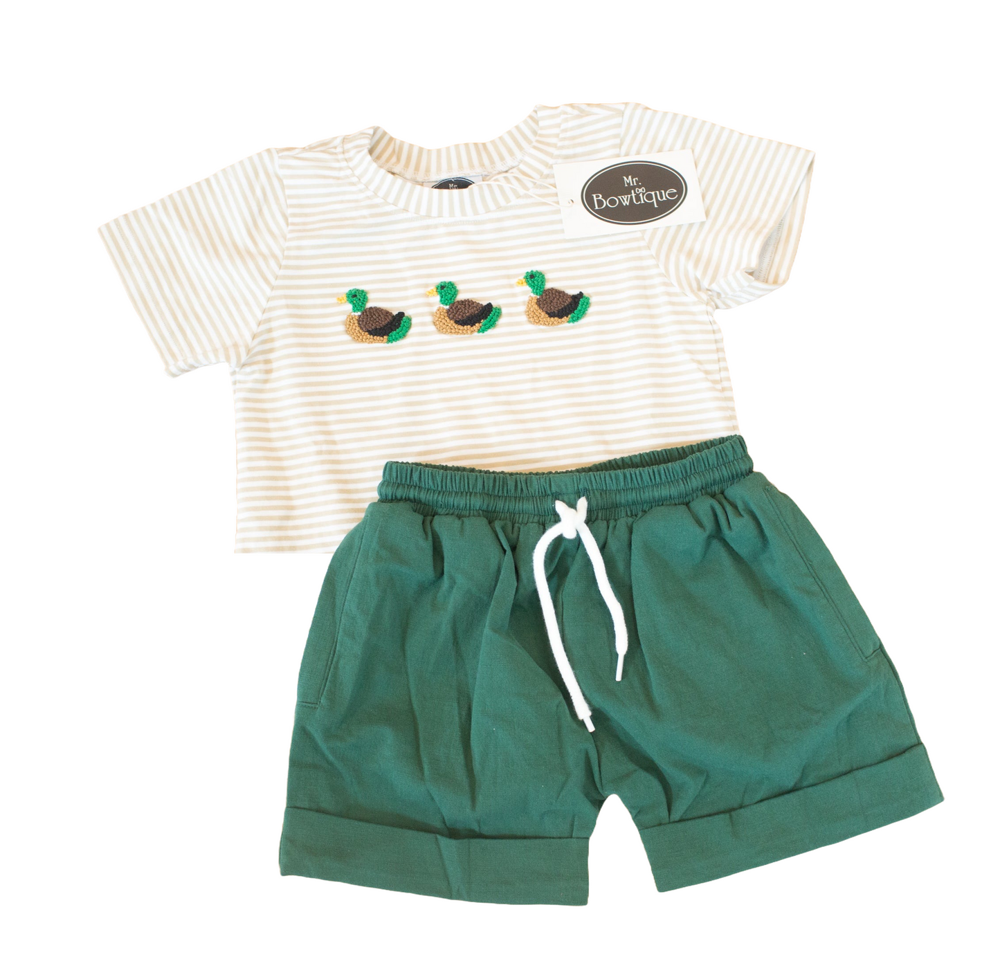 French Knot Duck Linen Short Set