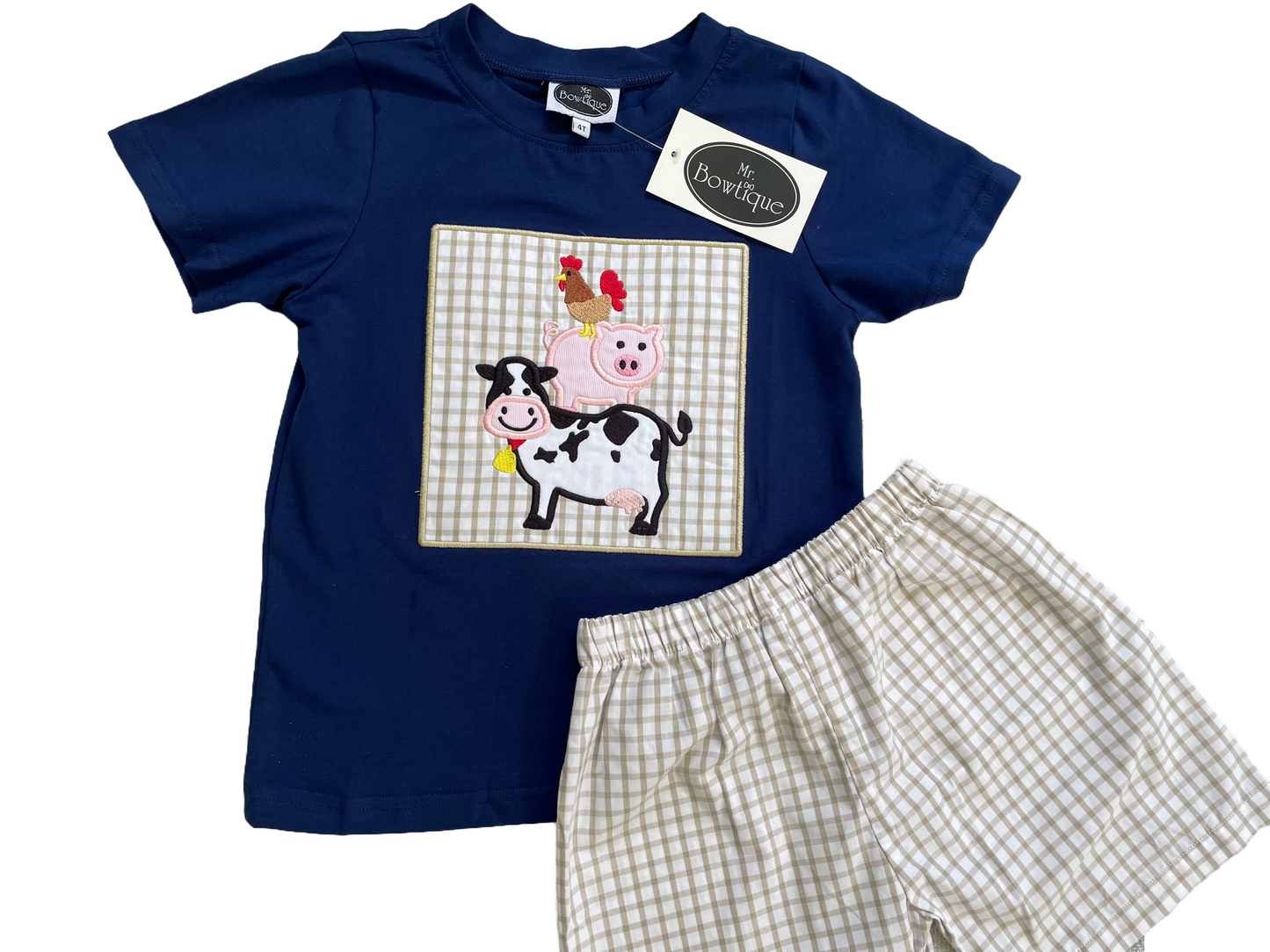 Farm Animals Plaid Short Set