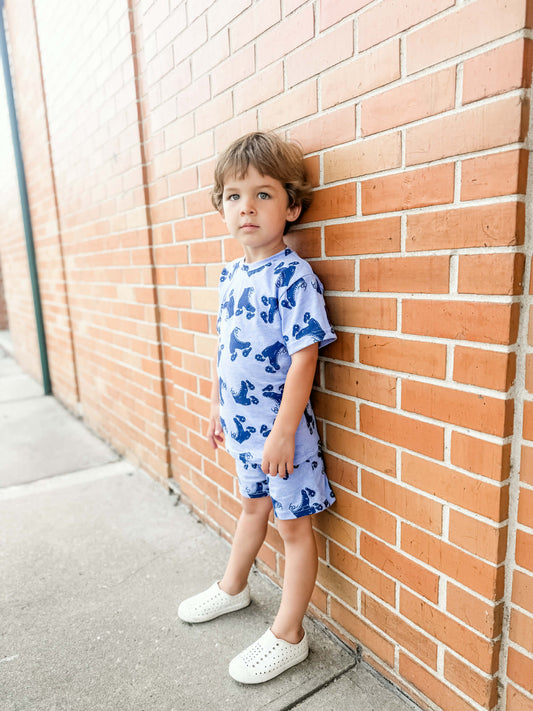 WayneGrady Kids Vintage Roller Skate Cotton Short Set