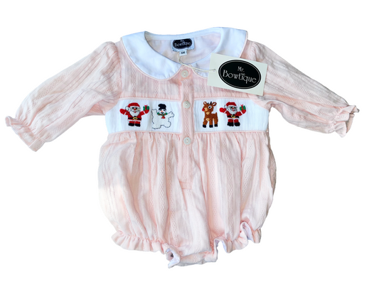 Girl Smocked Vintage Christmas Bubble