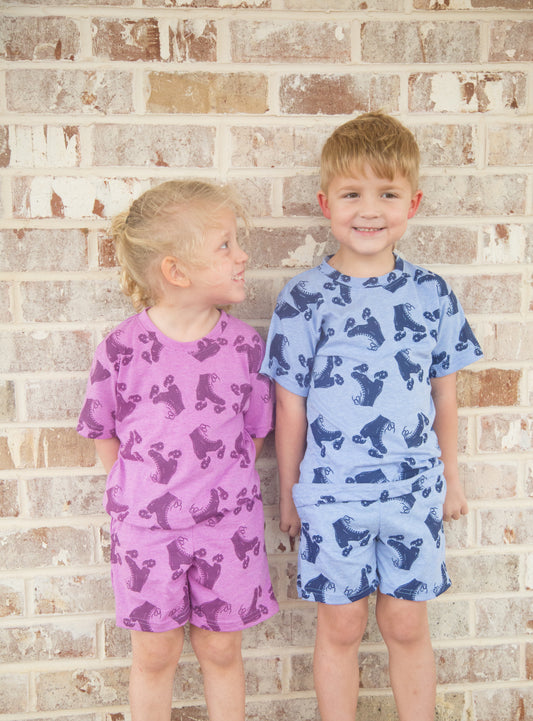 WayneGrady Kids Vintage Roller Skate Cotton Short Set