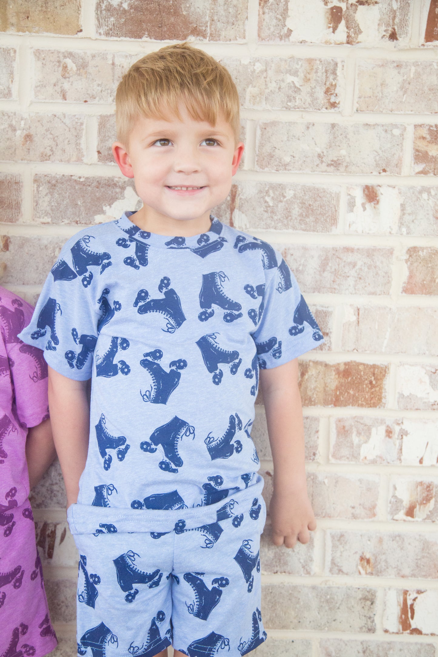 WayneGrady Kids Vintage Roller Skate Cotton Short Set