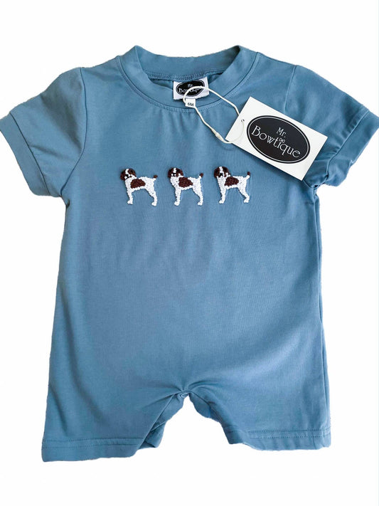 French Knot Spotted Dog Romper