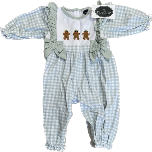 Girl French Knot Gingerbread Girl Romper