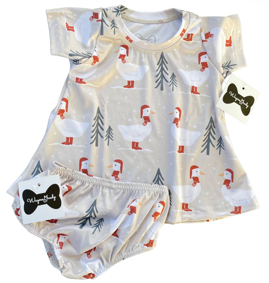 The Winter Goose Dress Diaper Set
