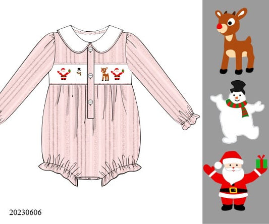 Girl Smocked Vintage Christmas Bubble