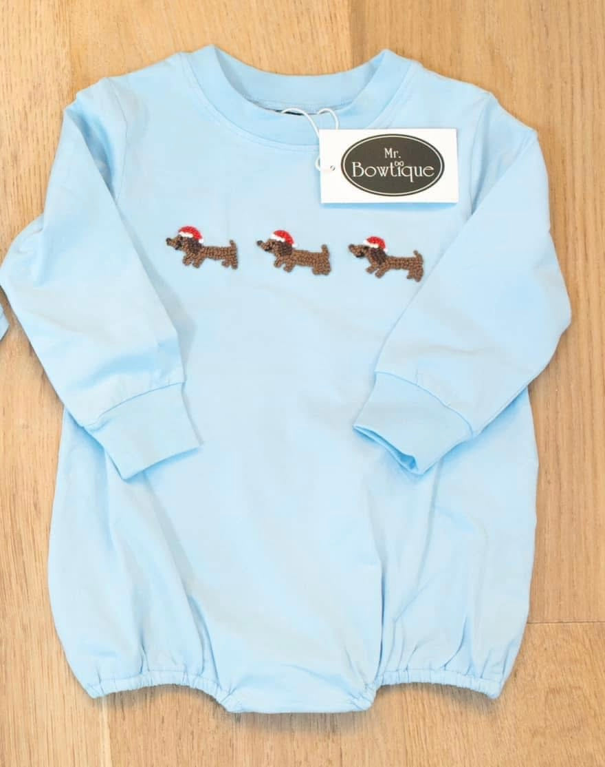 Knit French Knot Santa Dog Bubble