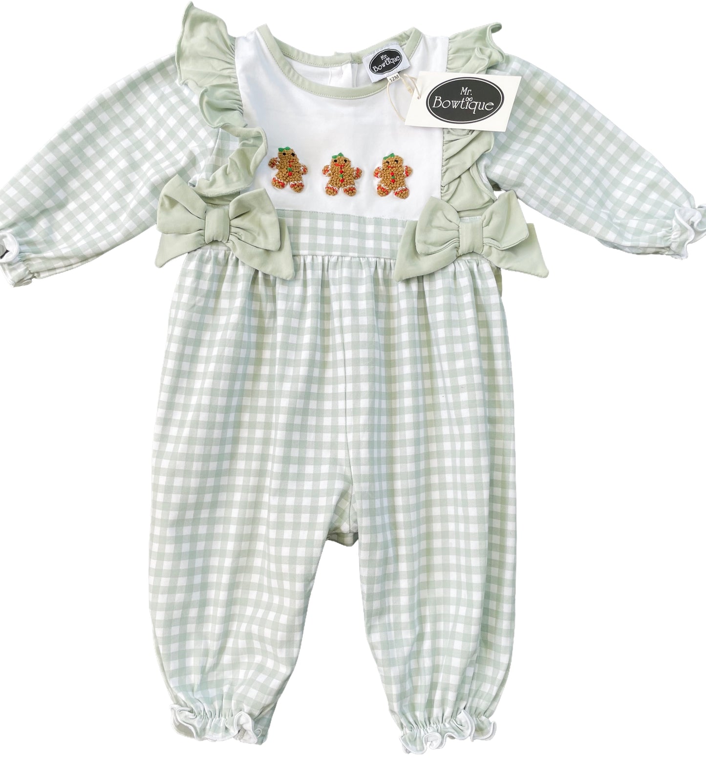 Girl French Knot Gingerbread Girl Romper