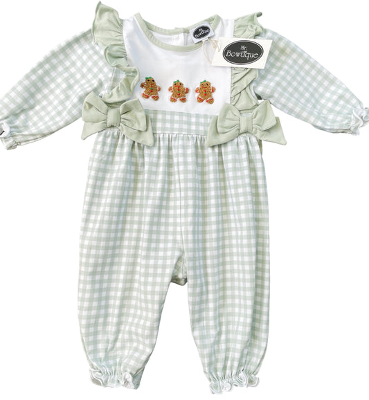 Girl French Knot Gingerbread Girl Romper