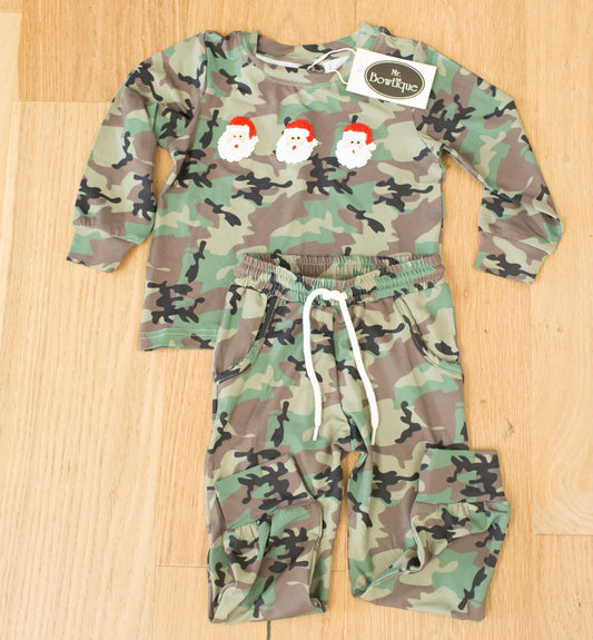 French Knot Camo Santa Jogger Set