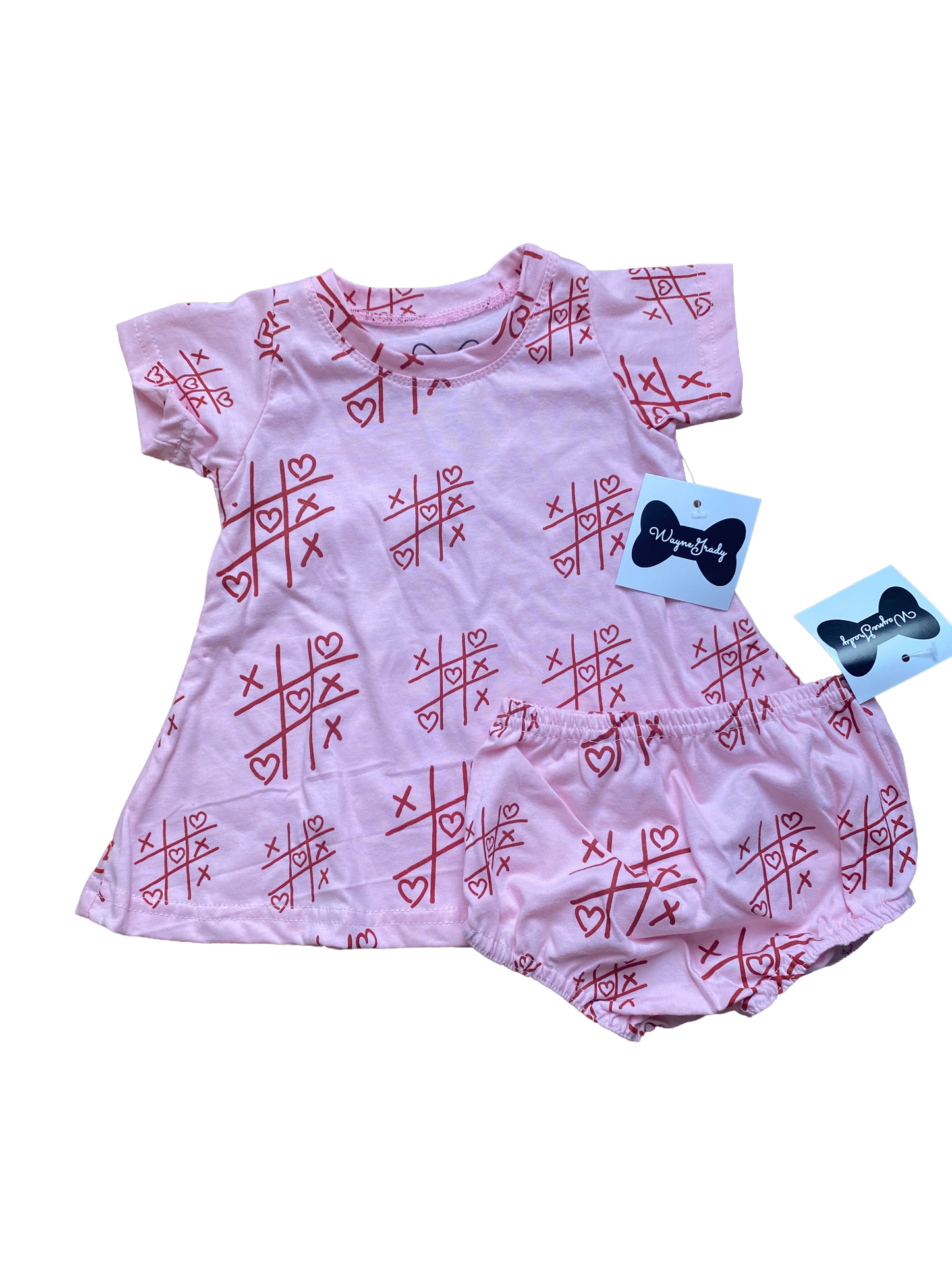 Tic Tac Toe Diaper Dress Set
