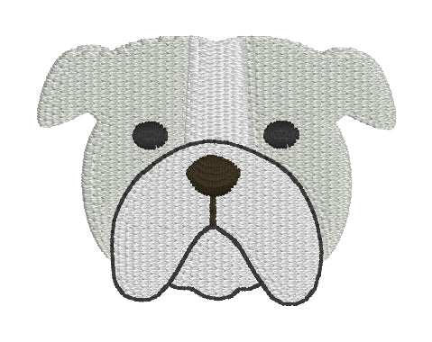 Embroidered Mini Fill Bulldog - White and Gray